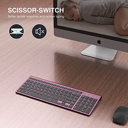JOYACCESS Bluetooth Keyboard,Multi-Device (2.4G+BT3.0+BT5.0) Wireless Bluetooth Keyboard Compatible with iMac/Mac,MacBook,Laptop,Android,Windows-Wine Red - color: Wine Red