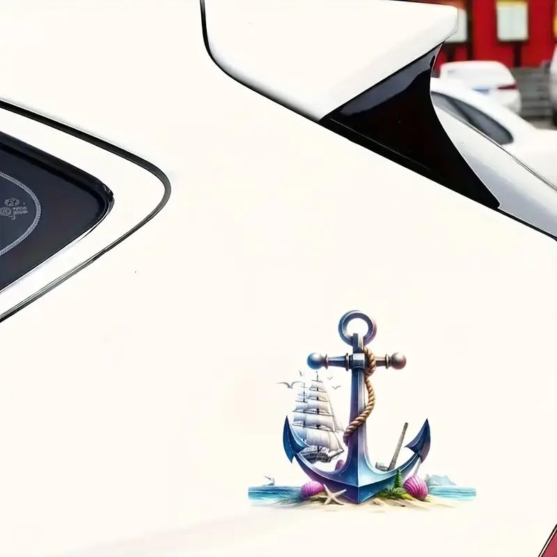 Nautical Anchor PVC Vinyl Car Decals Stickers Waterproof Self-Adhesive Decals for Cars, Laptops, Trucks, Motorcycles Wall Window Luggage Scratch Cover Door Decor Sticker