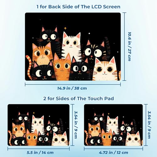 Reusable Universal Laptop Skin Sticker, Cut to Fit for 11.6–15.6 Inch Laptops, Waterproof Protective Film, No-Residue - Funny Cats - color: Funny Cats