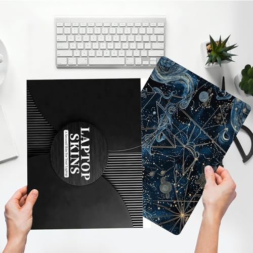 Universal Laptop Skin Sticker with 2 Wrist Pad Skins, Waterproof Scratch Resistant Vinyl Laptop Cover Decal, Cut to Fit for 11–15.6 Inch MacBook HP Dell Lenovo, Cosmic Constellation - color: Cosmic Constellation