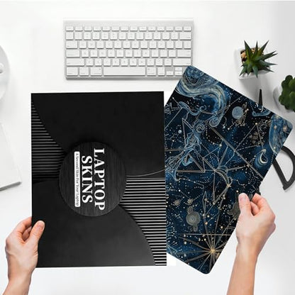 Universal Laptop Skin Sticker with 2 Wrist Pad Skins, Waterproof Scratch Resistant Vinyl Laptop Cover Decal, Cut to Fit for 11–15.6 Inch MacBook HP Dell Lenovo, Cosmic Constellation - color: Cosmic Constellation