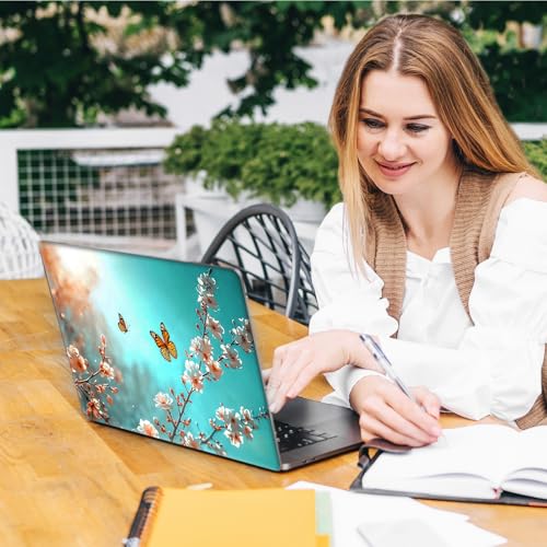 Laptop Skin Sticker Decal, Universal Reusable Vinyl Laptop Cover for 12" 13" 13.3" 14" 15" 15.4" 15.6" Notebook PC, Reusable Waterproof Scratch-Resistant with 2 Wrist Pads,Butterfly Flower - color: Butterfly Flower