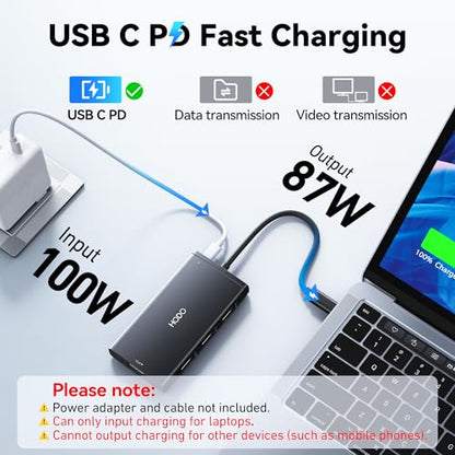 USB C Docking Station Dual Monitor for HP,Laptop Docking Station 3 Monitors | USB C Hub Quad Display USB C Adapter to 4K HDMI+DP+VGA,3USB 2.0,PD,USB C Dock Dongle 8 in 1 Computer Docking Station for Dell