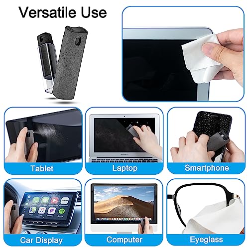 2 Pack Screen Cleaner Spray and Wipe for Laptop Monitor and Car Screens, Phone Touchscreen Mist Cleaning Kit for Cellphone, Tablet, PC, Computer, LCD, Eyeglass, iPhone, iPad, Mac Pro - Black and Grey - color: Black, Grey