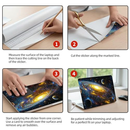 Universal Laptop Skin Sticker Decal, 12"-15.6" Aesthetic Vinyl Wrap, Nebula Planets Waterproof Notebook Cover Art Protector for MacBook HP Dell Lenovo, Fits 13" 14" 15" 15.6" - color: Nebula Planets