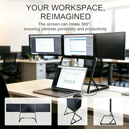 15.6'' Laptop Screen Extender Portable Triple Monitor | 1920x1080 IPS 3-Screen Foldable Display, Quad Screen View Workstation for 13.6"-17" Laptops,USB-C & Mini H/D Interface - size: 15.6 Inch