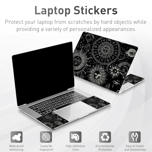 12.1-15.6 Inch Laptop Skin Decal, Universal Reusable Vinyl Laptop Cover Sticker, Waterproof Art Decal Protector in Cosmic Sun Moon - color: Cosmic Sun Moon