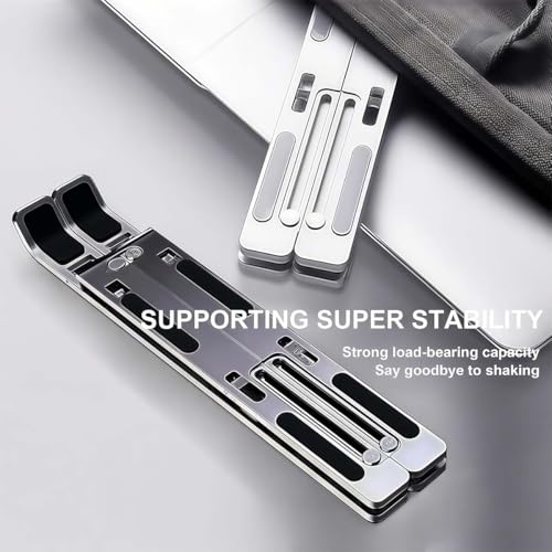 Foldable Laptop Stand with Aluminum Alloy Construction, Portable Notebook Holder with Adjustable Height, Ergonomic Computer Stand for Office and Home Workspace(Black)