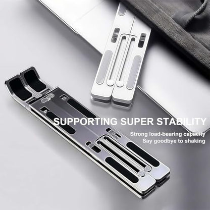 Foldable Laptop Stand with Aluminum Alloy Construction, Portable Notebook Holder with Adjustable Height, Ergonomic Computer Stand for Office and Home Workspace(Black)