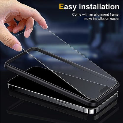 2 Pack Matte Glass Screen Protector for iPhone 15 Pro 6.1-inch 2023 with Easy Installation Frame, Anti-Glare Anti-Fingerprint, No Dazzling, 9H Tempered Glass Film, Dynamic Island Compatible