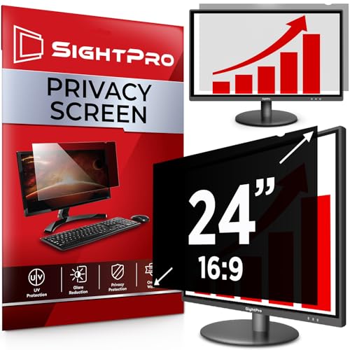 SightPro 24 Inch 16:9 Computer Privacy Screen Filter for Monitor - Privacy Shield and Anti-Glare Protector - size: 24 Inch 16:9