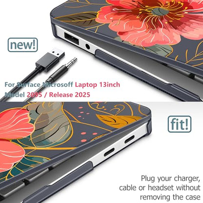 Mektron Printed Case for 2025 Microsoft Surface Laptop Windows 11 Copilot+ PC Surface Laptop 13 inch Touchscreen Display Cover Fits Model 2095, Floral C339 - color: Floral C339