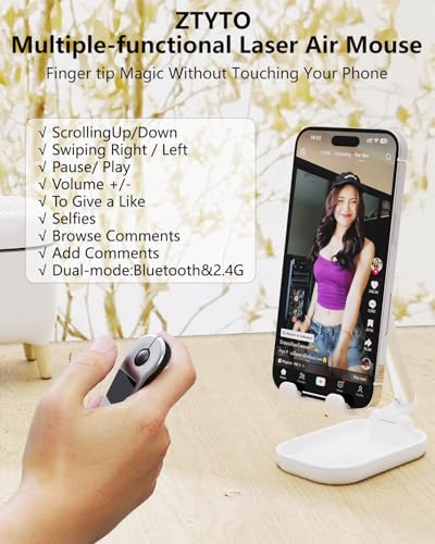 Air Mouse for PC/iOS/Android with Touchpad Rechargeable Wireless Presentation for PPT Pointer Bluetooth 2.4G Remote Control for PowerPoint/Keynote/Tiktok/Camera/Kindle App (Silver) - color: Silver