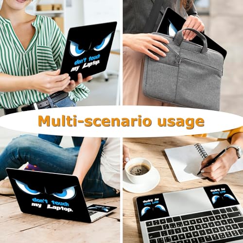 Universal Laptop Skin Sticker with 2 Wrist Pad Decals, 3-Piece Removable Vinyl Laptop Cover, Don't Touch Waterproof Anti-Scratch, Easy-Trim Fit for 13.3" 14" 15.6" Laptops - color: Don't Touch
