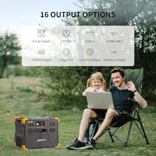 PECRON Portable Power Station 3072Wh E3600LFP, 5x3600W AC Outlets Power Station, LiFePO4 Battery Backup Expanded to 18.43kWh, Fast Charging Solar Generator for Home Use, RV, Camping, CPAP, Emergencies - style: E3600LFP