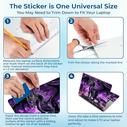 Reusable Universal Laptop Skin Sticker, Cut to Fit for 11.6–15.6 Inch Laptops, Waterproof Protective Film, No-Residue - Purple Dragon - color: Purple Dragon
