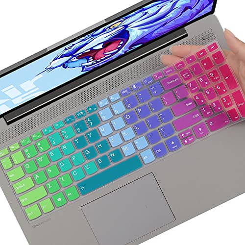 Keyboard Cover for Lenovo Yoga 7i 15.6, ideaPad 5 15.6", Lenovo Flex 5 15.6, Yoga Slim 7 15, ideaPad 3i 15, ideaPad Slim 7 15.6, ThinkBook 15p, ThinkBook 15 G2 G3 US Keyboard Cover -Rainbow - color: RAINBOW