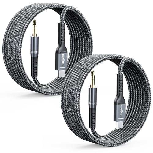 【4FT 2 Packs】 USB C to 3.5mm Audio Aux Jack Cable,Type C to 3.5mm Headphone Car Stereo Cord Hi-Fi DAC Dongle Aux Cord Compatible with iPhone 17/16/15 Pro Max,Samsung S25/S24/S23,iPad Pro,Pixel