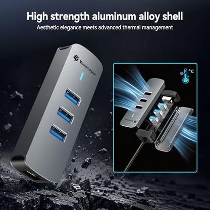 Yottamaster 4-in-1 USB A 3.0 Hub with Gigabit Ethernet – 3X USB-A 3.0 Ports, Aluminum LAN Converter, Plug and Play for MacBook Pro/Air, XPS, Windows, Mac OS, Linux, NAS - color: USB-A 1000Mbps