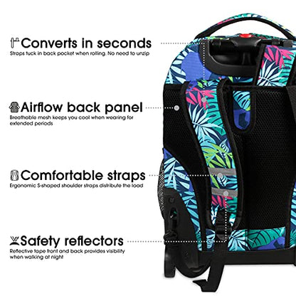J World New York Sunrise Rolling Backpack Backpack, SAVANNA, 18" - color: Savanna