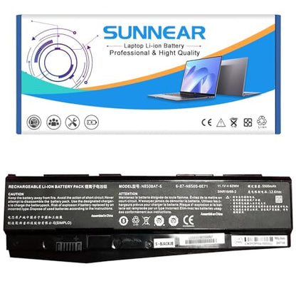 N850BAT-6 62Wh Battery Replacement for CLEVO N870 N870HK Z6-KP Z6-KP5GT Z7M-KP Z7M-KP7G1 T58-T1 T6TI Series Laptop 6-87-N850S-6E71 6-87-N850S-4U41 5500mAh 11.1V