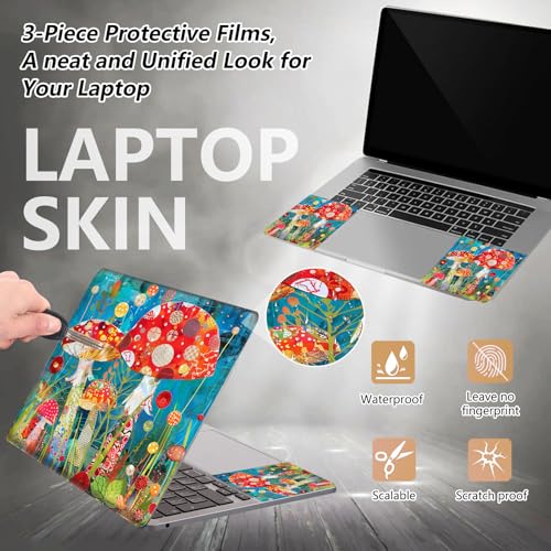 12.1”-15.6” Laptop Skin Sticker (Fits 13”, 13.3”, 14”, 15”, 15.4”) | Reusable Universal Protective Vinyl Art Decal Cover | Waterproof & Scratch-Resistant |Colorful Mushrooms - color: Colorful Mushrooms