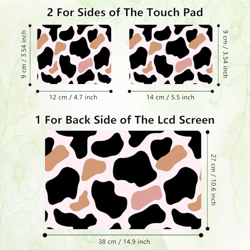 Laptop Skin Sticker Decal, Universal Reusable Vinyl Laptop Cover for 12" 13" 13.3" 14" 15" 15.4" 15.6" Notebook PC, Waterproof Scratch-Resistant with 2 Wrist Pads, Easy to Apply & Remove,Cow Print - color: Cow Print