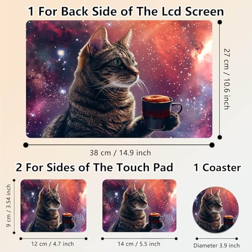 Laptop Skin Sticker Decal 15.6 Inch,12 13 13.3 14 15 15.6 in Laptop Netbook Skins for Notebook,Art Decal Removable Waterproof Scratch Resistant,Universal Vinyl Cover,Cat Coffee Galaxy - color: Cat Coffee Galaxy
