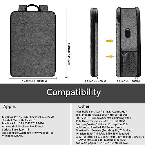 ZINZ Slim & Expandable Laptop Backpack 15 15.6 16 Inch Case, Water Resistant Travel Backpack Compatible with MacBook Pro/Neo 16" 15", Dell XPS 15 16 and Most 15" 15.6" 16" Notebooks，G01BK02 - color: G01bk02, size: 15"-16"