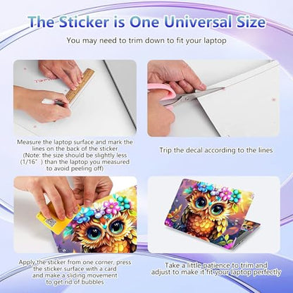 Laptop Skin Sticker Decal Cover,Owl with Big Eyes | DIGTIALL Universal Laptop Skin Sticker, Waterproof Removable Notebook Decal Protector Cover for 12 13 14 15 Inch Laptops - color: Owl With Big Eyes