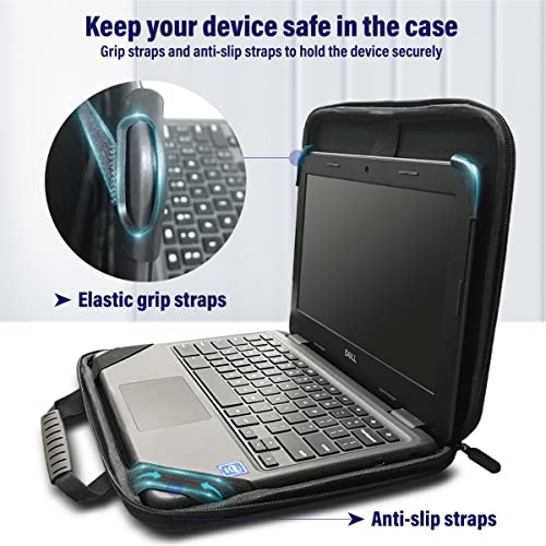 IBENZER EVA Stay-in Protective Case for 13"-15" MacBook Air/Asus/Acer/Samsung/HP/Lenovo Chromebook Laptop, Hardshell Laptop Bag & Shoulder Strap & Handle for K-12 Students, Work, EVA13-BK - size: 13 INCH