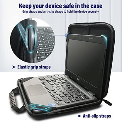IBENZER EVA Stay-in Protective Case for 13"-15" MacBook Air/Asus/Acer/Samsung/HP/Lenovo Chromebook Laptop, Hardshell Laptop Bag & Shoulder Strap & Handle for K-12 Students, Work, EVA13-BK - size: 13 INCH
