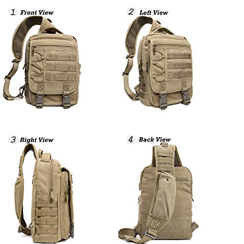 NICGID Sling Bags Chest Shoulder Backpacks, Laptop Backpack Crossbody Messenger Bag Travel Outdoor Men Women - color: Khaki-808, size: 13.3 inch