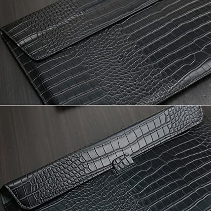 Black Crocodile Leather Sleeve for 13-13.6" Laptops, Stand Function | Soft Plush Lining Prevents Scratches. Perfect for Business Travel & Commute. Fits MacBook Neo 13/Air/Pro 13, HP, Dell & More - color: Black