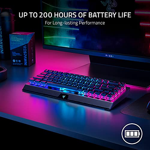 Razer BlackWidow V3 Mini Wireless Mechanical Gaming Keyboard, Green Switch | Tactile & Clicky, Phantom Pudding Keycaps, Snap Tap, 200 Hr Battery - color: Green Switches - Tactile & Clicky, size: BlackWidow V3 Mini - Phantom Edition, style: Keyboard