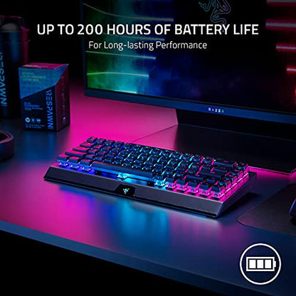 Razer Doubleshot PBT Keycap + BlackWidow V3 Mini HyperSpeed 65% Wireless Mechanical Gaming Keyboard: Green Mechanical Switches Tactile & Clicky - Phantom Pudding Keycaps - color: Green Switches - Tactile & Clicky, size: BlackWidow V3 Mini - Phantom Editio