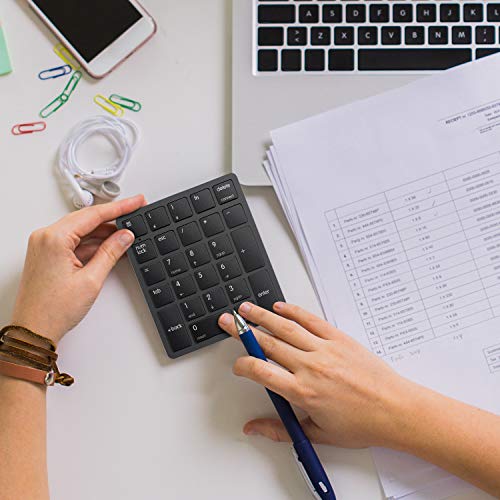 havit Bluetooth Number Pad Wireless Numeric Keypad Numpad 26 Keys Portable Mini Financial Accounting Rechargeable Numeric Pad for Windows Laptop Desktop, PC, Notebook (Black) | Rechargeable 26-key layout with quiet scissor keys, calculator shortcut and Bl
