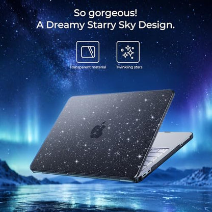 EooCoo for MacBook Neo Case 13 inch 2026, Anti Scratch, Sparkly Black | Lightweight, Protective Hard Shell Case & Keyboard Cover & Screen Film, Model A3404 with A18 Pro Chip - color: Sparkly Black
