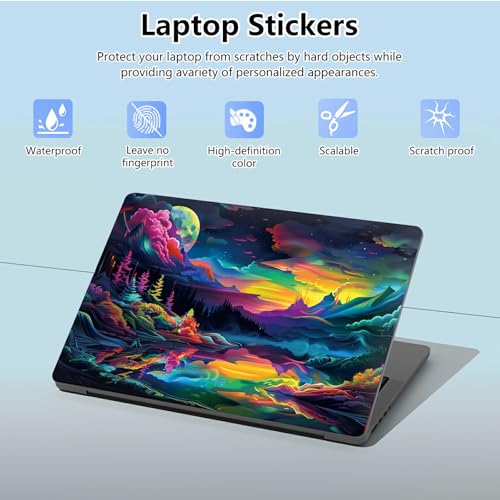 Universal Laptop Skin Sticker with 2 Wrist Pad Skins, Waterproof Scratch Resistant Vinyl Laptop Cover Decal, Cut to Fit for 11–15.6 Inch MacBook HP Dell Lenovo, Lake of Secrets - color: Lake Of Secrets