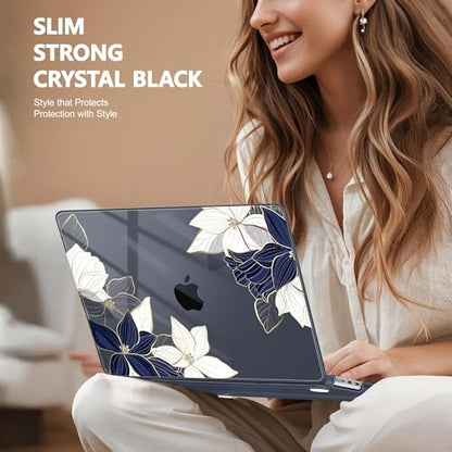May Chen for MacBook Air 15 inch Case M5 M4 M3 M2 2026 2024-2023, Model A3448 A3241 A3114 A2941, Closes Seamlessly Hard Shell Laptop Cover with Keyboard Cover, Elegant Flower - color: Elegant flower