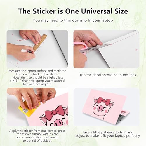 Laptop Skin Sticker Decal, Universal Reusable Vinyl Laptop Cover for 12" 13" 13.3" 14" 15" 15.4" 15.6" Notebook PC, Waterproof Scratch-Resistant with 2 Wrist Pads, Easy to Apply & Remove,Cute Pink Pig - color: Cute Pink Pig
