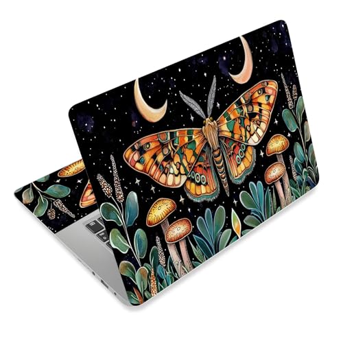 Laptop Skin Sticker Decal for 12 13 13.3 14 15 15.6 in, Universal Vinyl Waterresistant Protector Cover for Notebook PC Netbook, Computer Decor for Women Girls Moonlit Moth Art - color: Moonlit Moth Art