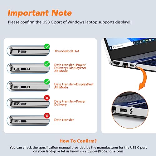 TobenONE Laptop Docking Station 3 Monitors with 2 HDMI/DP,100W Power Supply | USB C Docking Station with 7 USB-C/A,Ethernet,PD 3.0,Compatible for Thunderbolt 4/3 Windows/Dell/HP/Lenovo/Thinkpad Laptop