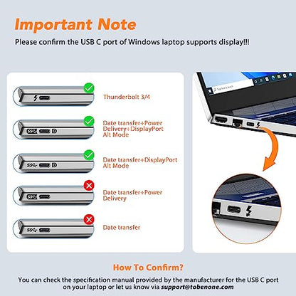 TobenONE Laptop Docking Station 3 Monitors with 2 HDMI/DP,100W Power Supply | USB C Docking Station with 7 USB-C/A,Ethernet,PD 3.0,Compatible for Thunderbolt 4/3 Windows/Dell/HP/Lenovo/Thinkpad Laptop