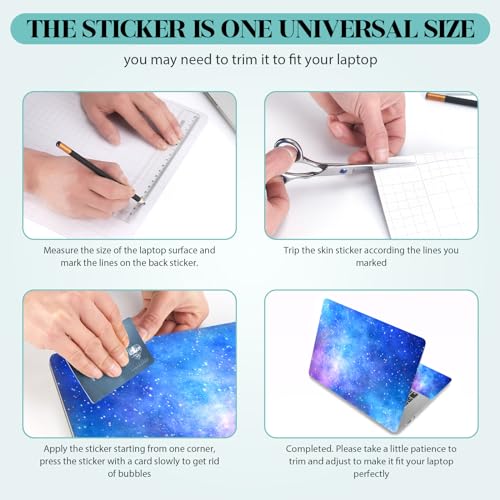 Laptop Skin Sticker Decal, 12" 13" 13.3" 14" 15" 15.4" 15.6 inch Personalized Universal Vinyl Notebook Skin Sticker Cover Art Protector Decal with Free 2 Wrist Pads, Nebula Galaxy - color: Nebula Galaxy