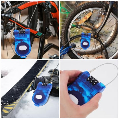 CHILDWEET 2pcs Retractable Cable Locks for Suitcase and Laptop Security Combination Wire Lock for Luggage and Travel Bags Blue TSA-Compatible