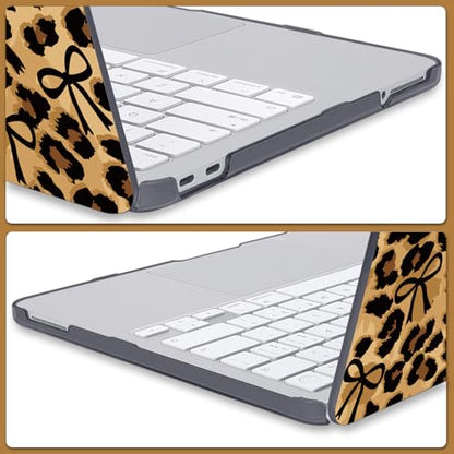 Leopard Print Hard Case for 2026 MacBook Neo 13" A18 Pro Chip A3404 | Brown Cheetah & Bow Design. Sweet Meets Wild. 5-in-1 Kit Included. Perfect for Students, Office & Travel. Not for Air/Pro 13" - color: Leopard Print & Bow