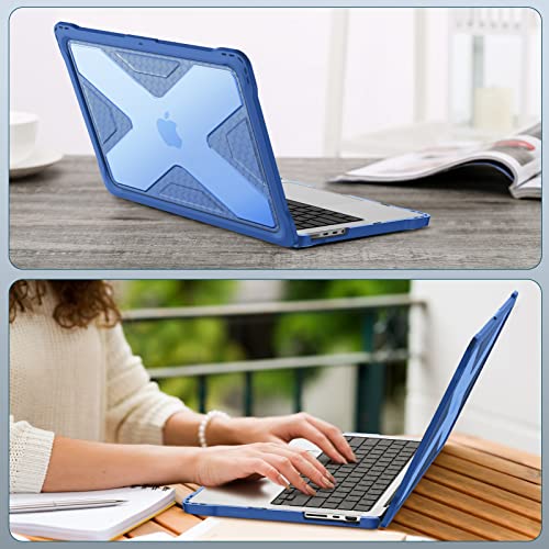 Fintie Case for MacBook Pro 14 Inch A3426 A3427 A3434 A3401 A3185 A3112 A2992 A2918 A2779 A2442 with M5 M4 M3 M2 M1 Chip (2021-2026) - Heavy Duty Rugged Hard Shell Cover, Blue - color: Blue
