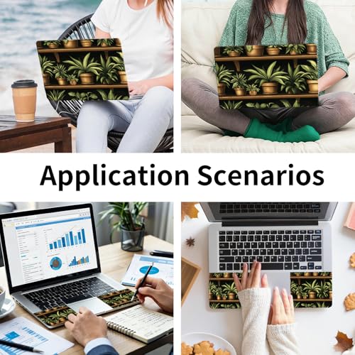 15.6 Inch Laptop Skin Sticker, Reusable Vinyl Cover Protector with 2 Wrist Pad Skins, Removable Waterproof Scratch-Resistant for 12-15.6 Inch Laptop Notebook,Potted Plants On Shelves - color: Potted Plants On Shelves