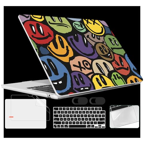 for 2026 MacBook Air 13-inch Laptop Case M5 2026 M4 2025 M3 2024 M2 2022 Release Model A3449 A3240 A3113 A2681, Hard Shell Cover for MacBook Air 13.6 inch, Happy Emoji - color: Happy Emoji